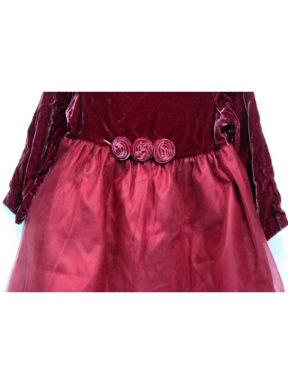 2005 Gymboree Holiday Traditions Red Dress sz 3 Velvet Tulle Rosettes Party Xmas